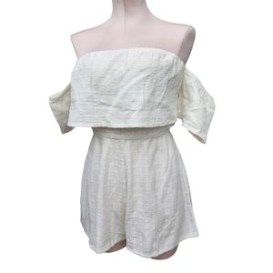 Roxy Another Day Snow White Off-shoulder Short One-Piece Romper Jumper SUMMER